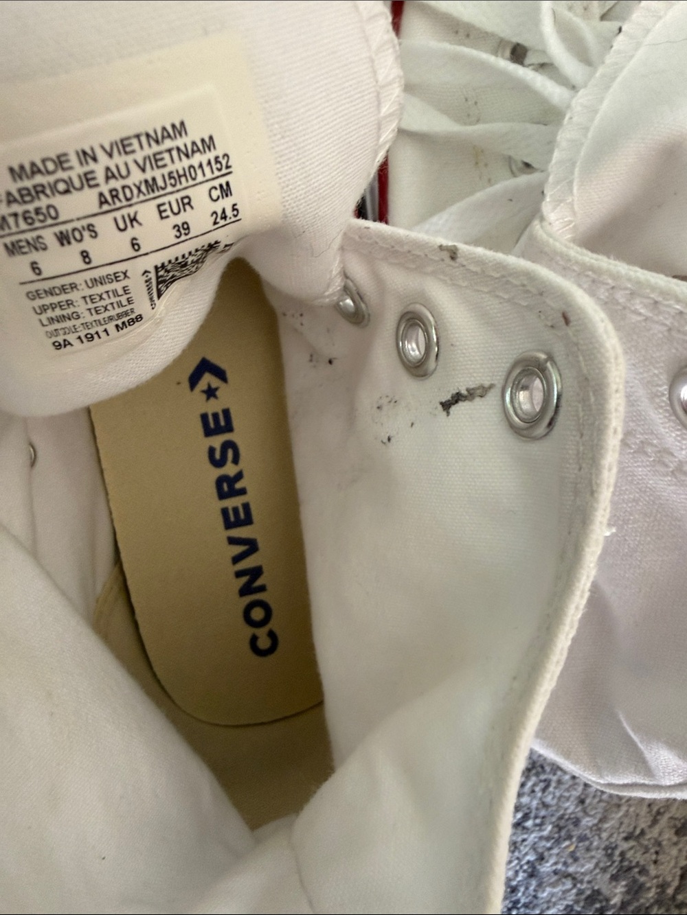 Women's White High-Top Canvas Sneakers with Red Trim - Picture 8 of 8